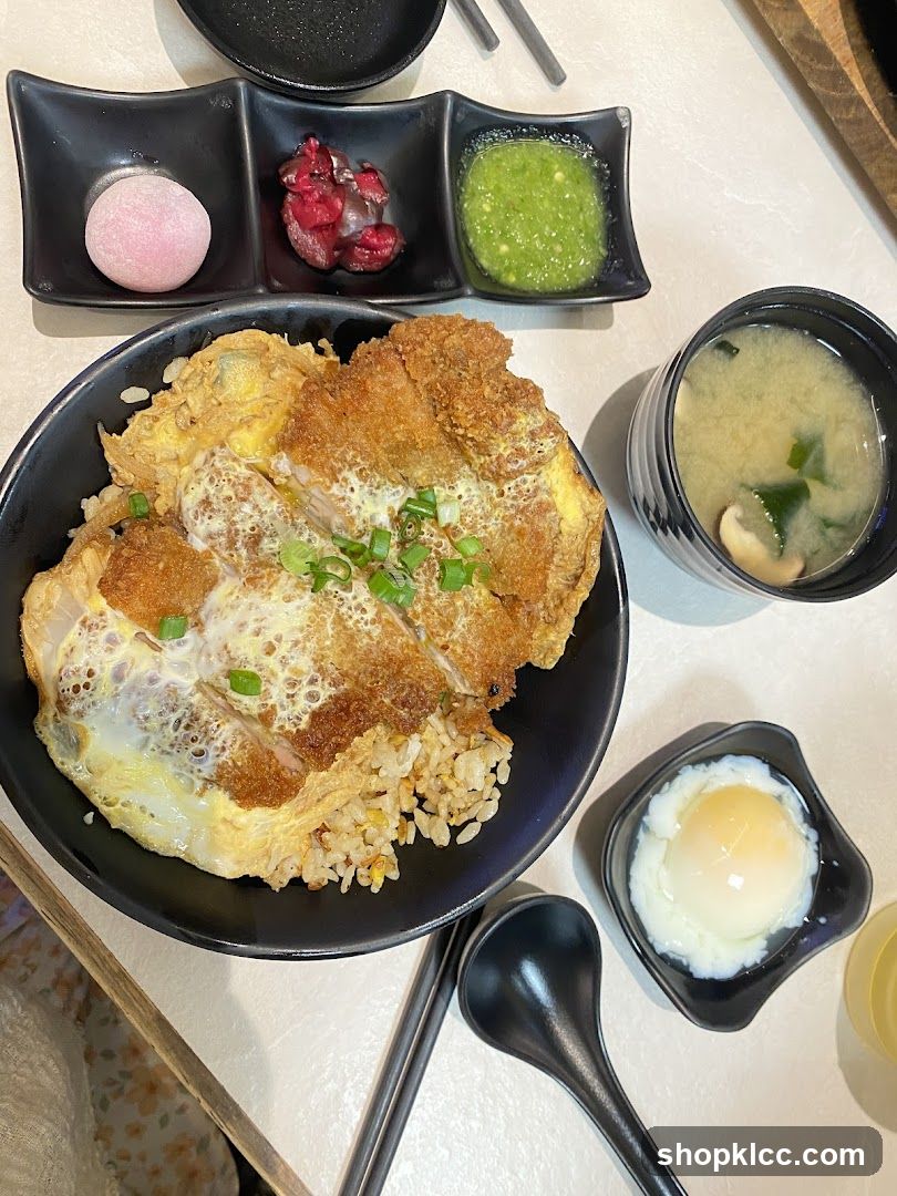 Katsudon with sides