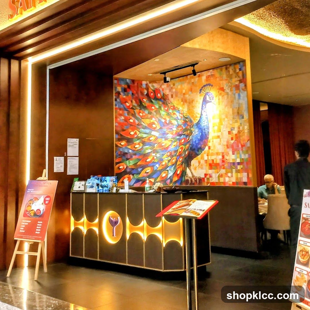 Restaurant Interior with Peacock Mural