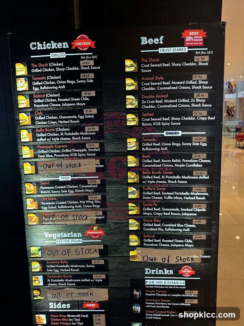 Chicken and Beef Menu