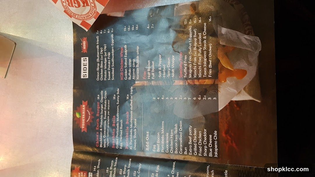 KGB Gourmet Burgers Menu