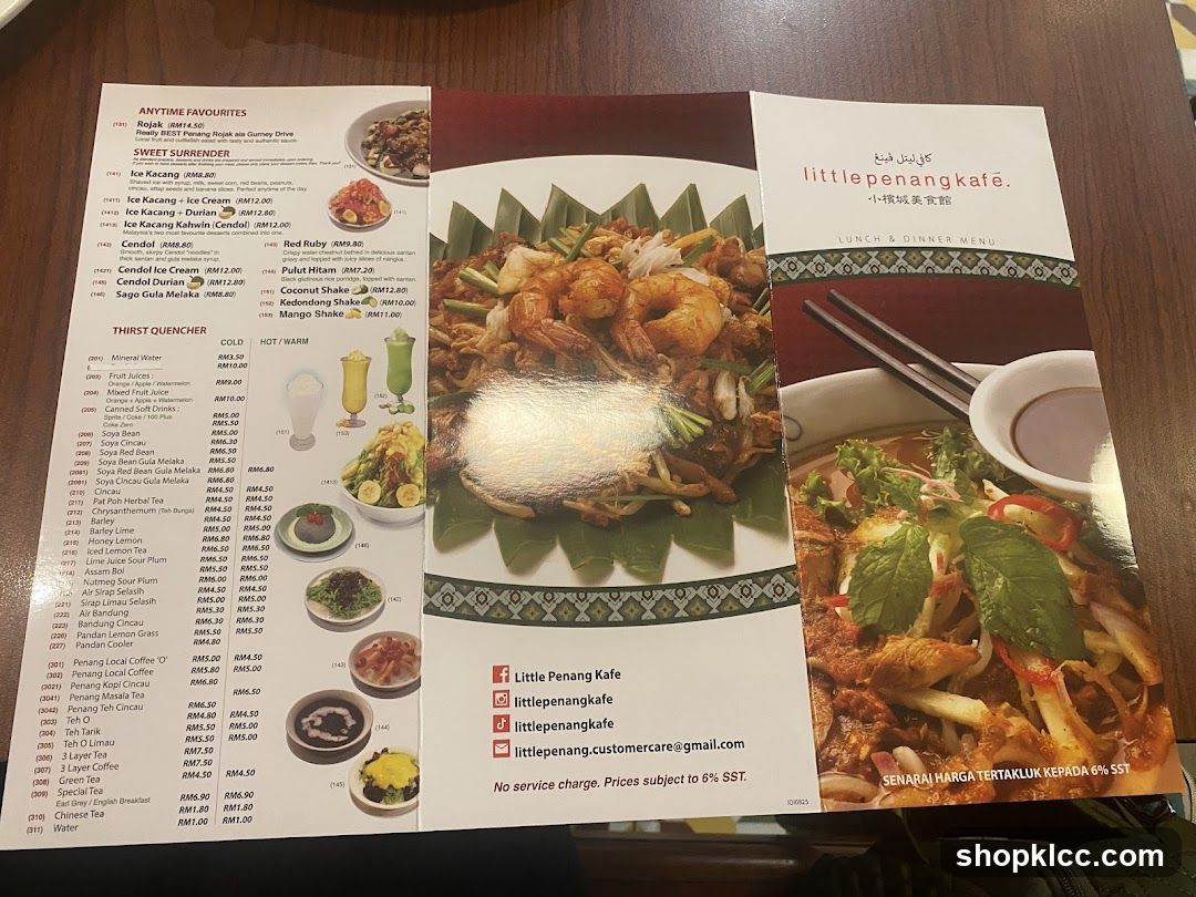 Little Penang Kafe Lunch & Dinner Menu