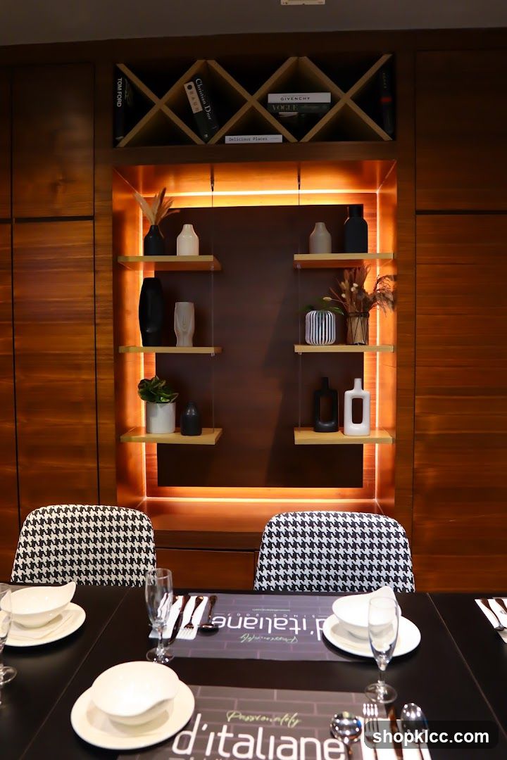 Dining Table Setting with Decorative Shelving