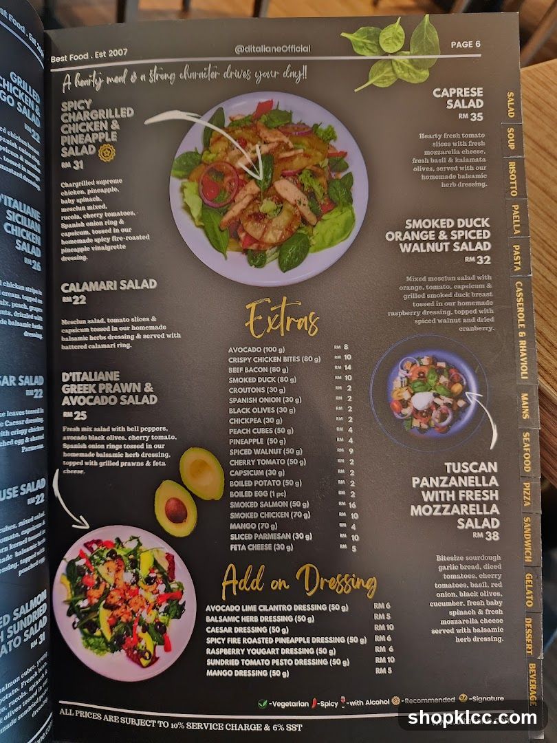 D'Italiane Menu Page 6