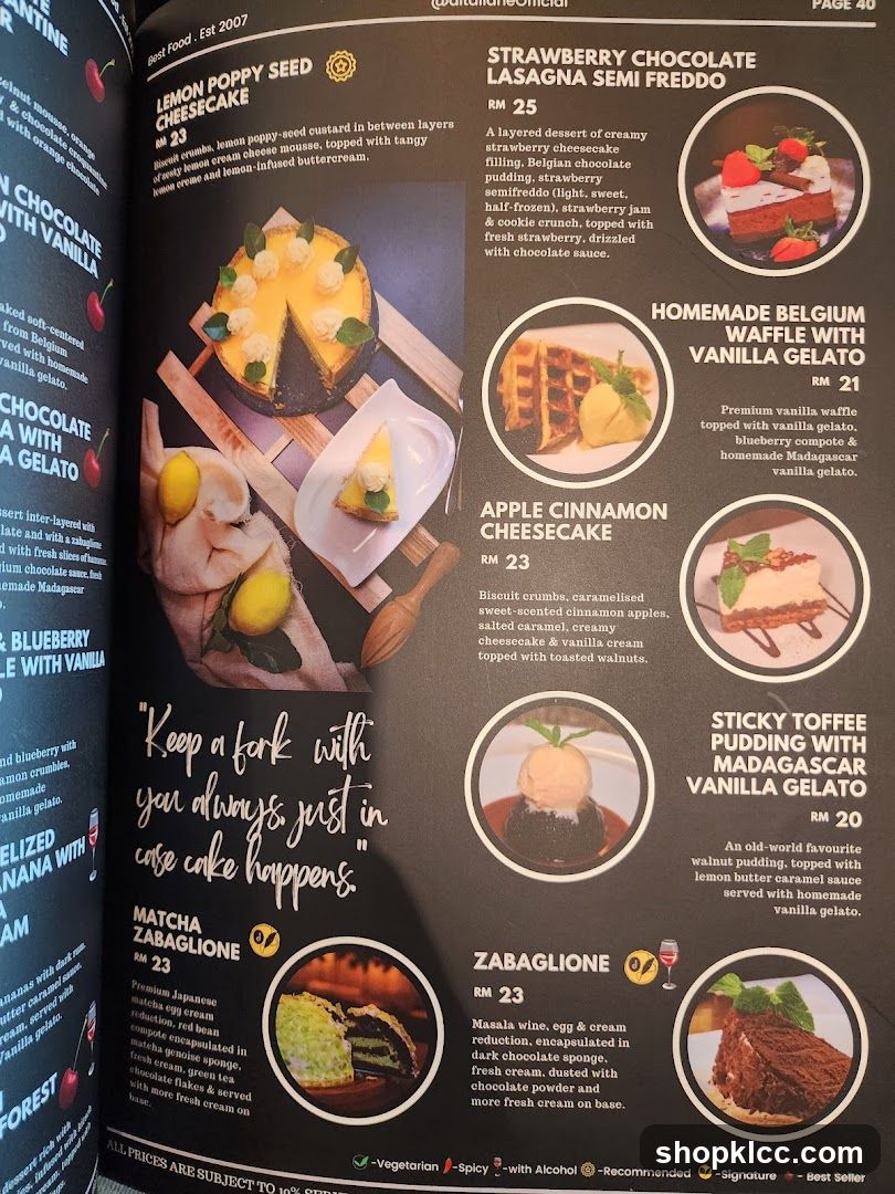 Desserts Menu