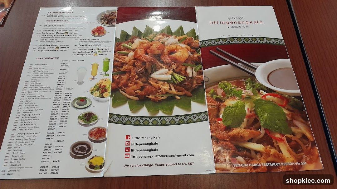 Little Penang Kafe Lunch & Dinner Menu