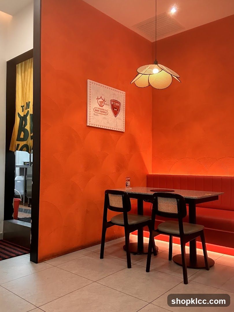 Restaurant Interior with Orange Walls