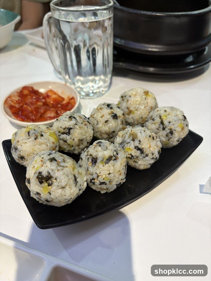 Rice Balls with Kimchi and Water