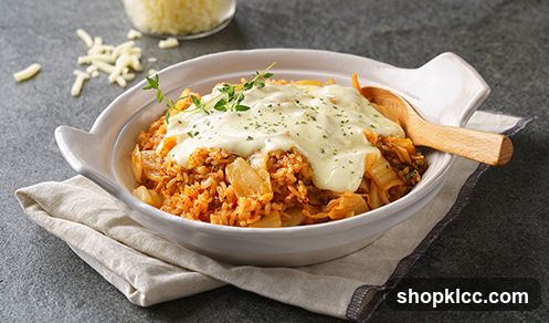 Kimchi Fried Rice with Melted Cheese