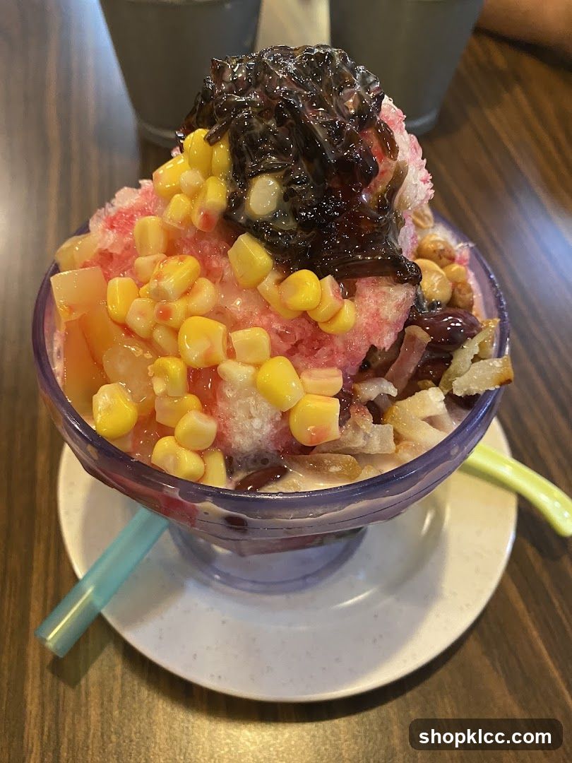 Shaved Ice Dessert with Corn and Jelly