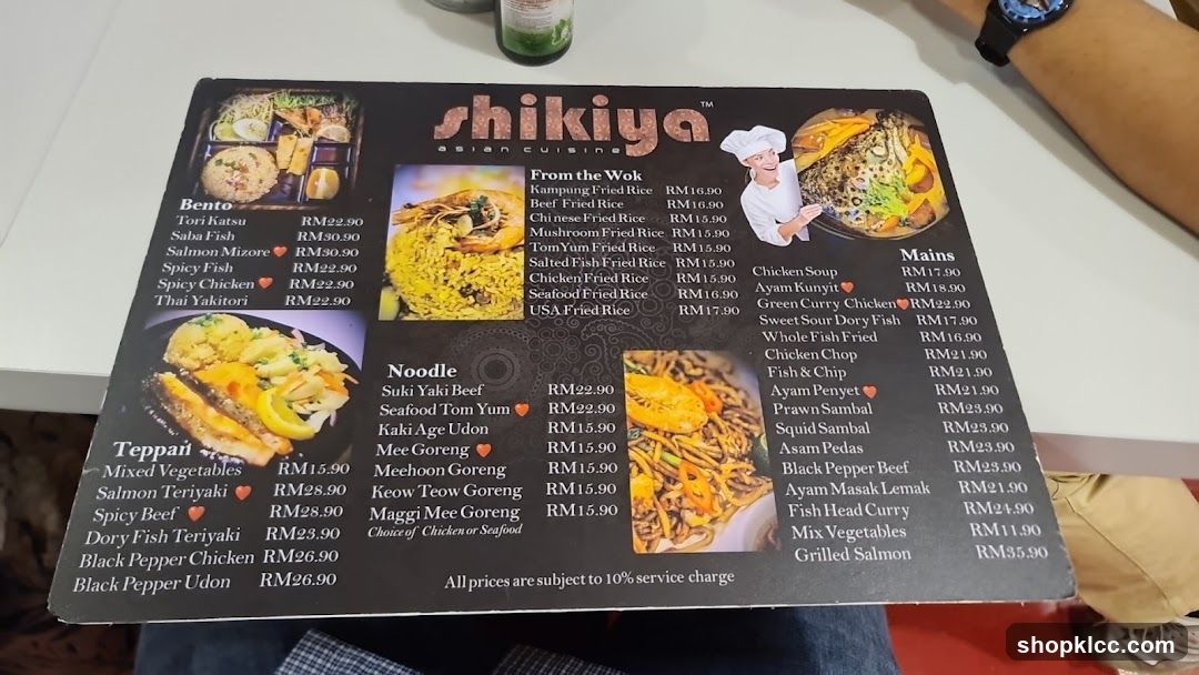 Shikiya Asian Cuisine Menu