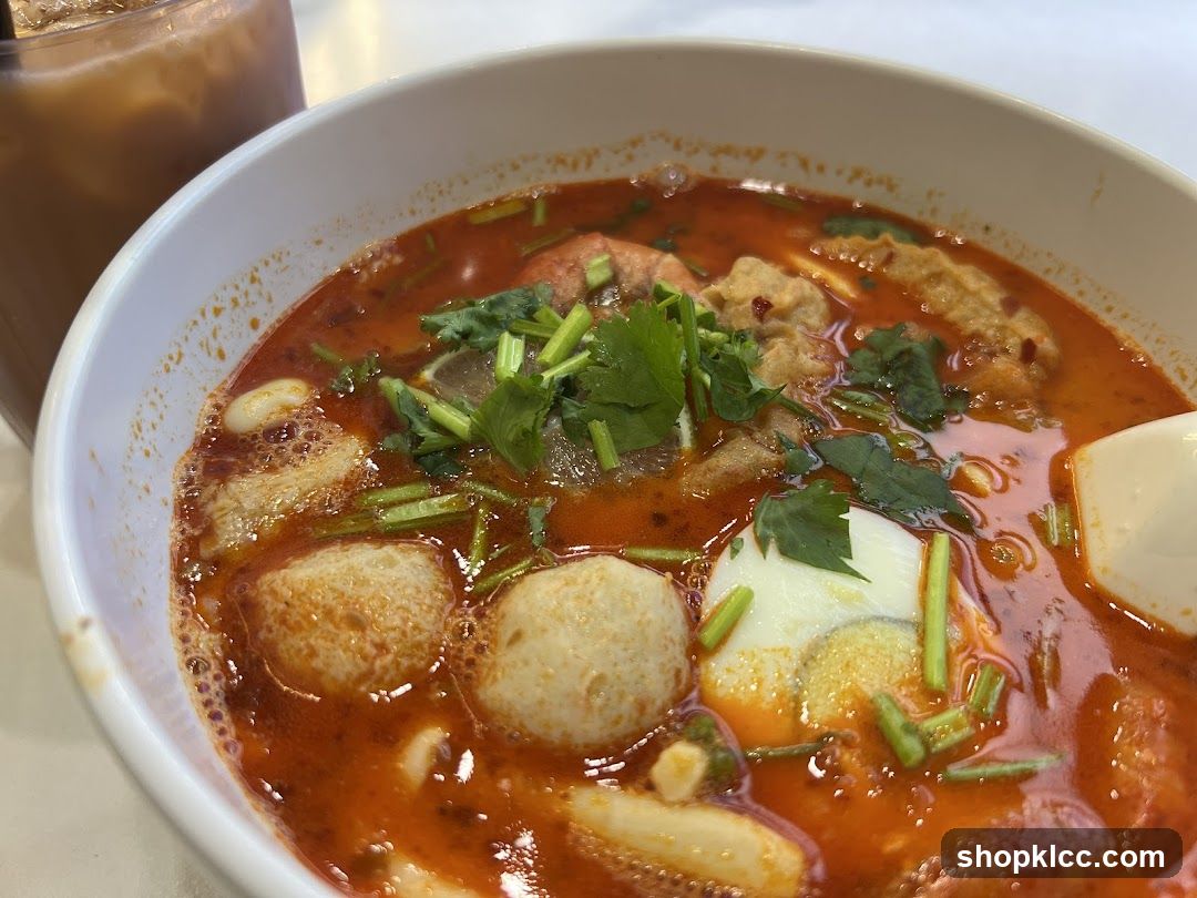 Spicy Noodle Soup with Drink