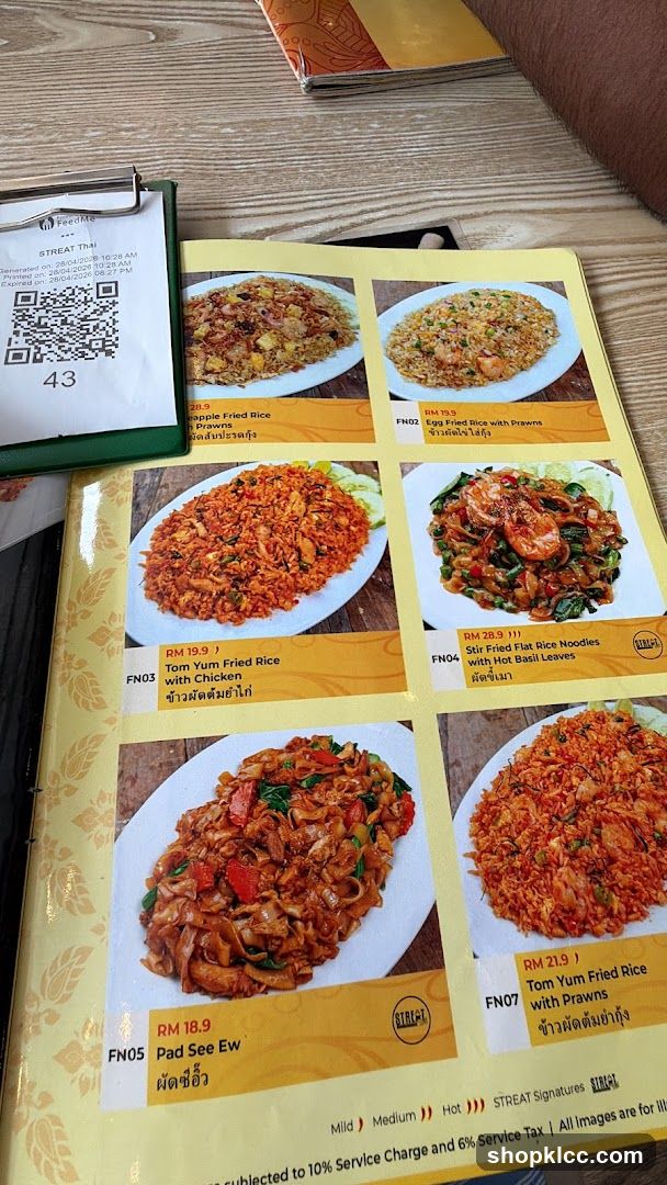STREAT Thai Menu