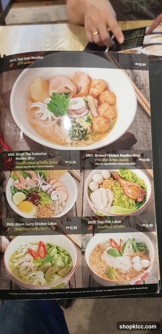 Thai Noodles Menu