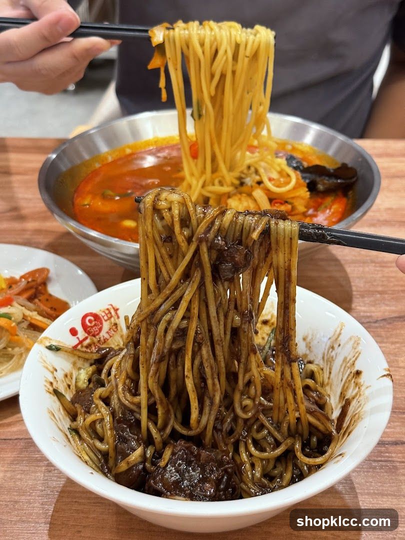 Noodles with Black Bean Sauce and Spicy Seafood Noodles
