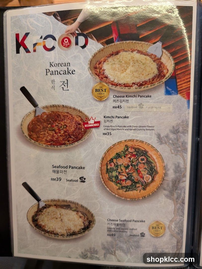 Korean Pancake Menu