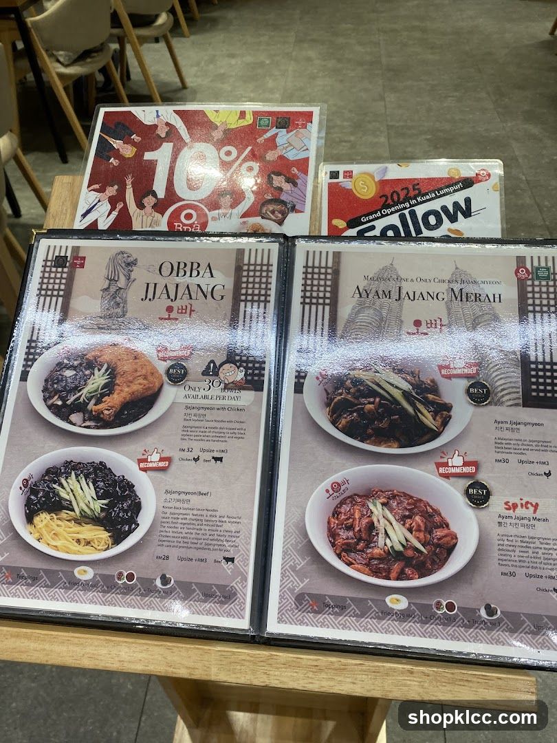 Obba Jjajang Menu