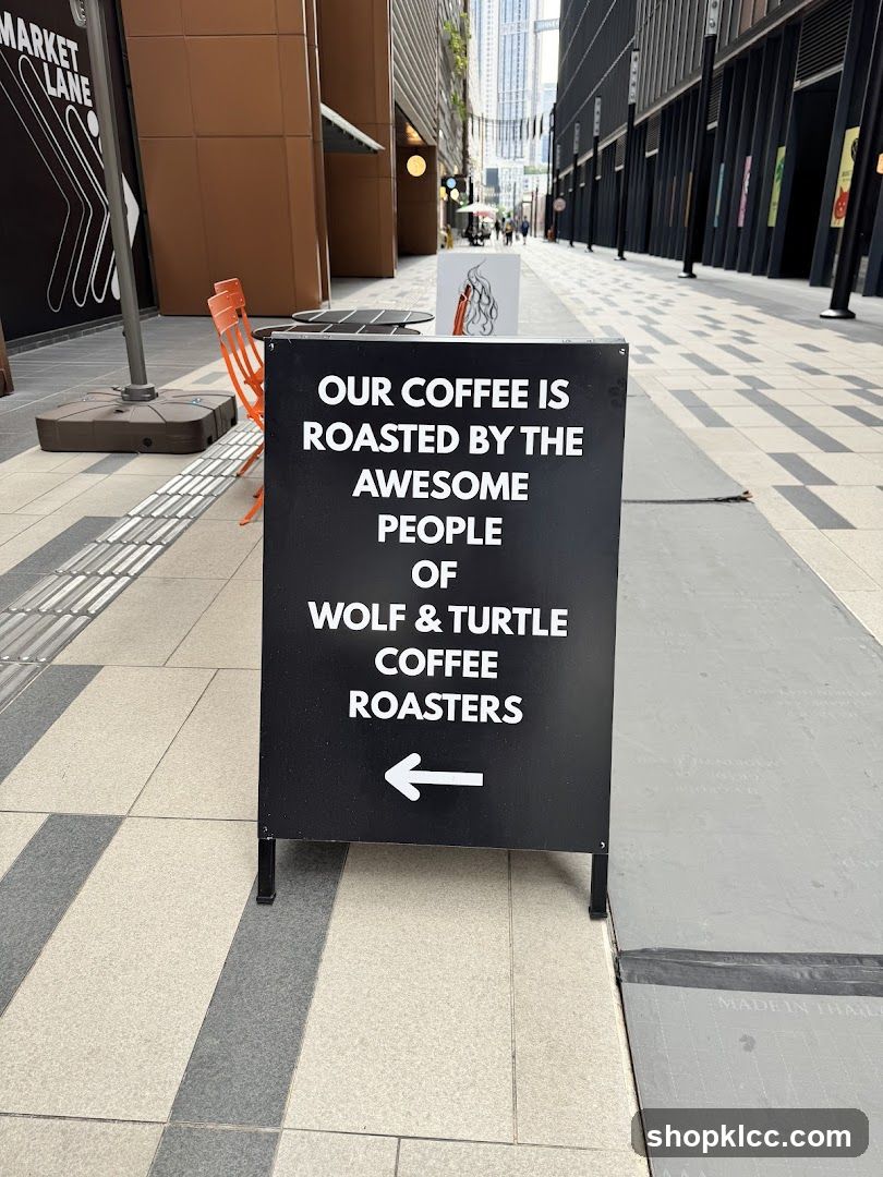 A-frame sign advertising coffee