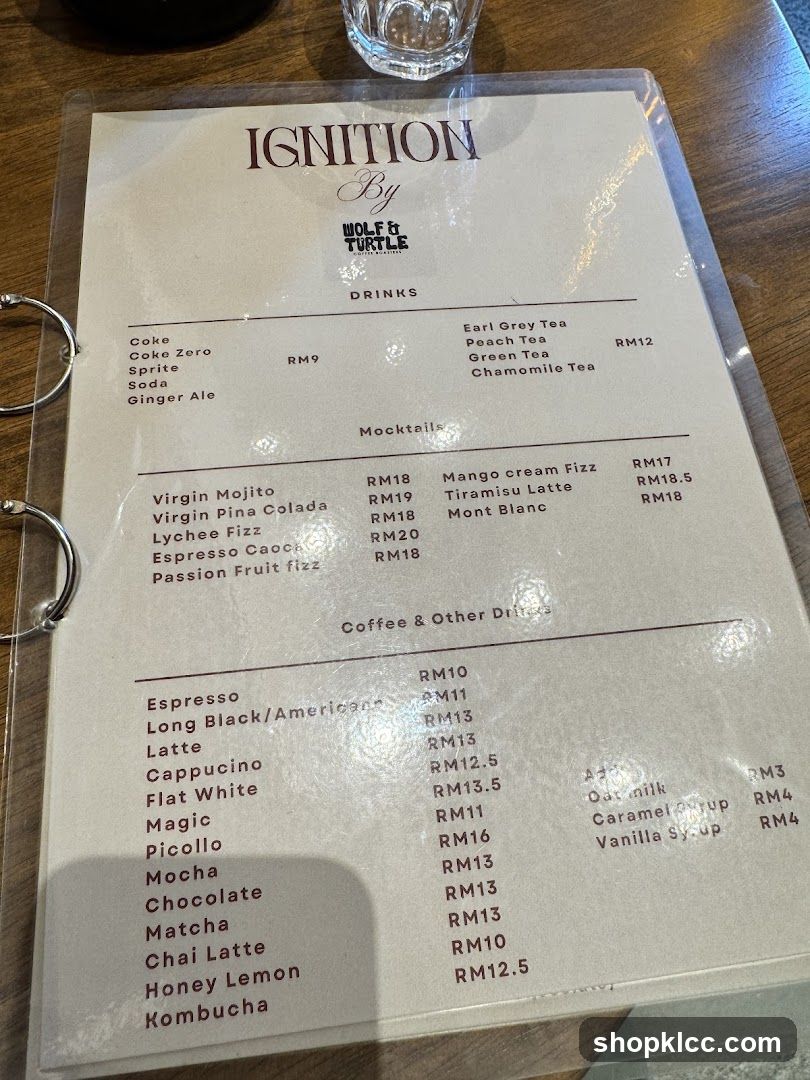 Ignition By Wolf & Turtle Coffee Roasters Menu