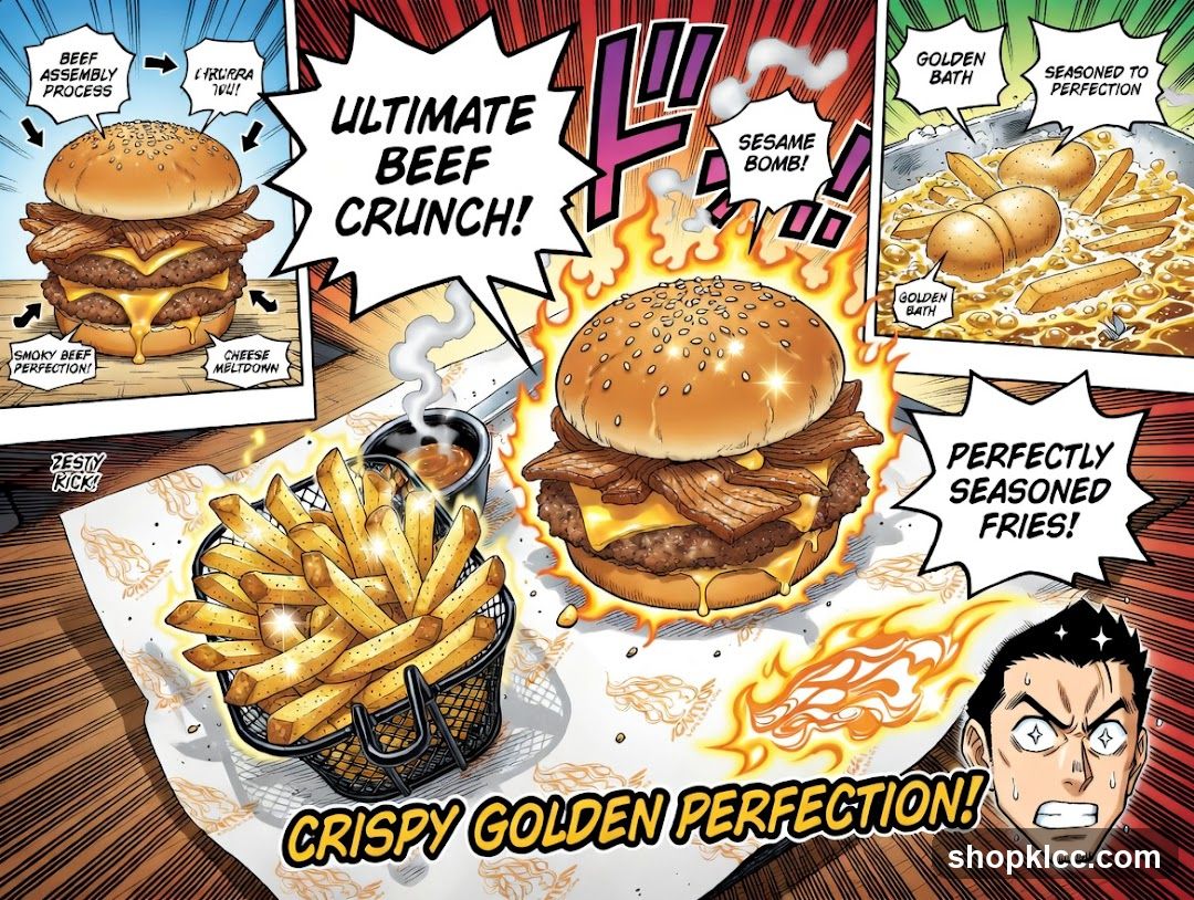 Ultimate Beef Crunch Burger and Fries
