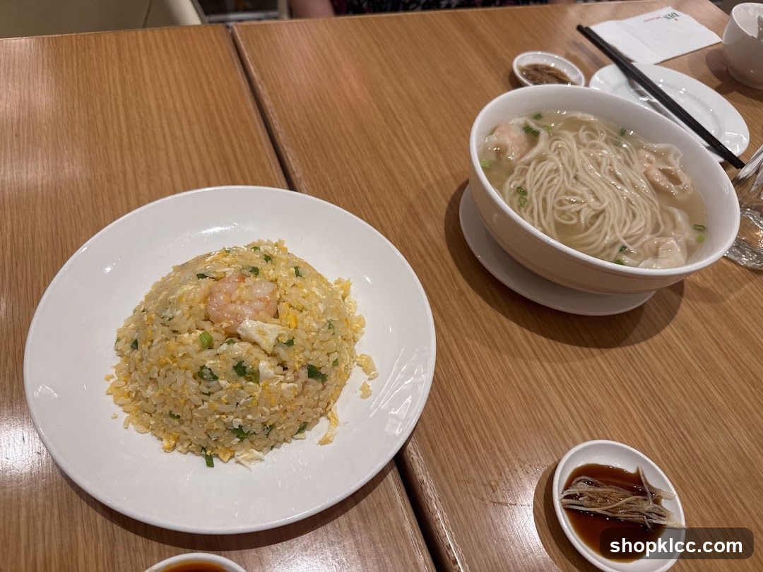 Shrimp Fried Rice and Wonton Noodle Soup