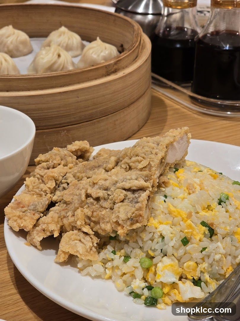 Fried Pork Chop with Fried Rice and Soup Dumplings