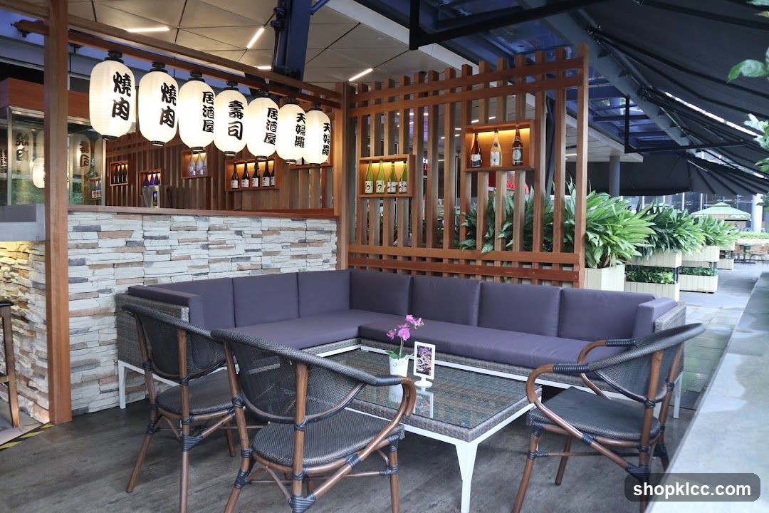 Outdoor Seating Area with Japanese Lanterns