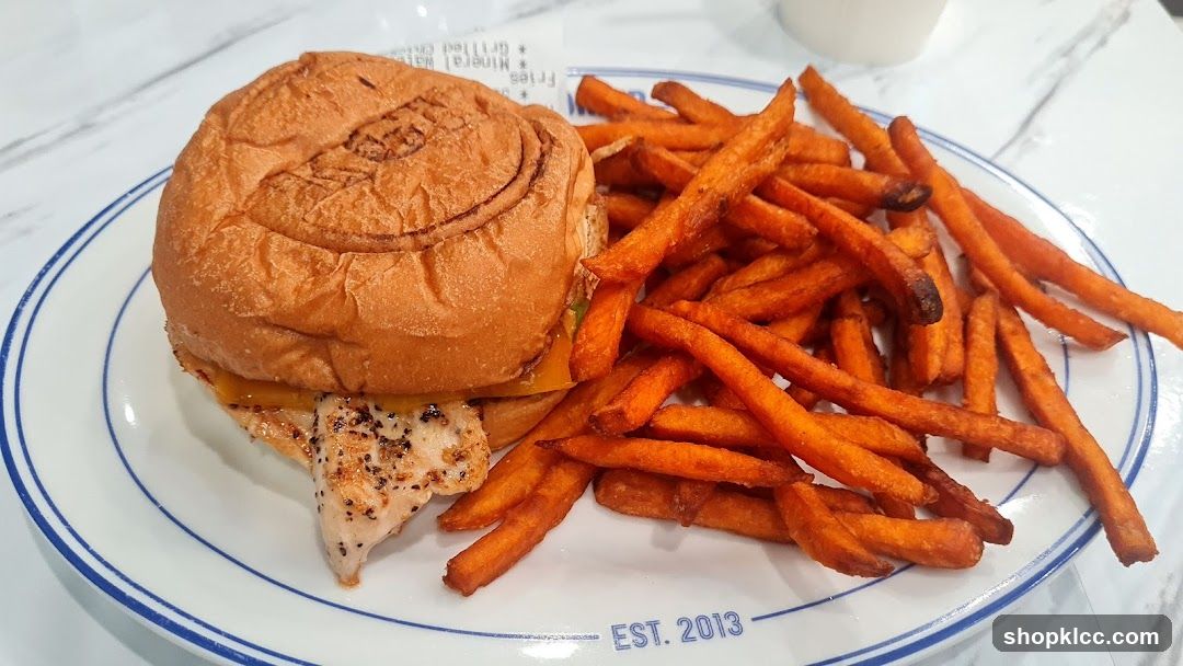 Chicken Burger and Sweet Potato Fries