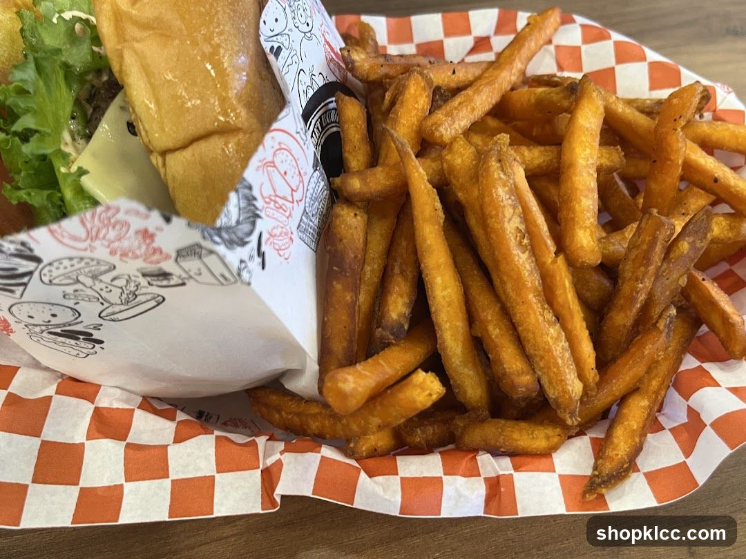 Burger and Sweet Potato Fries