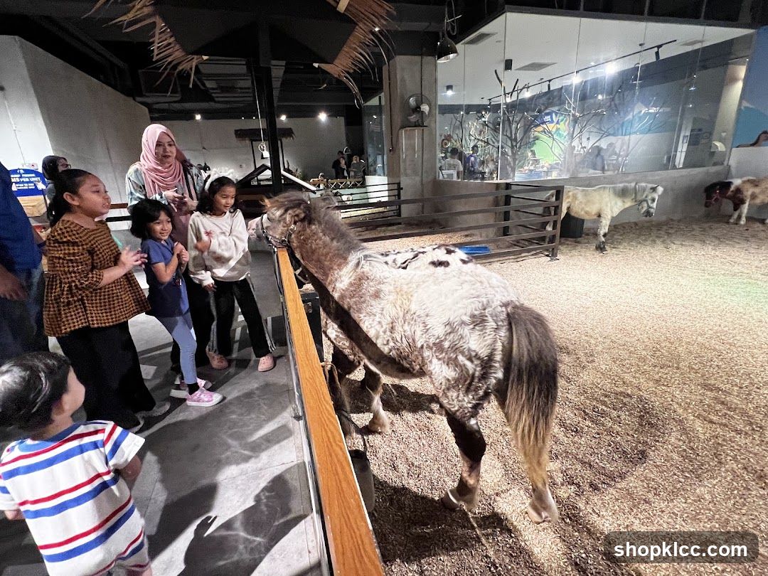 Children interacting with ponies
