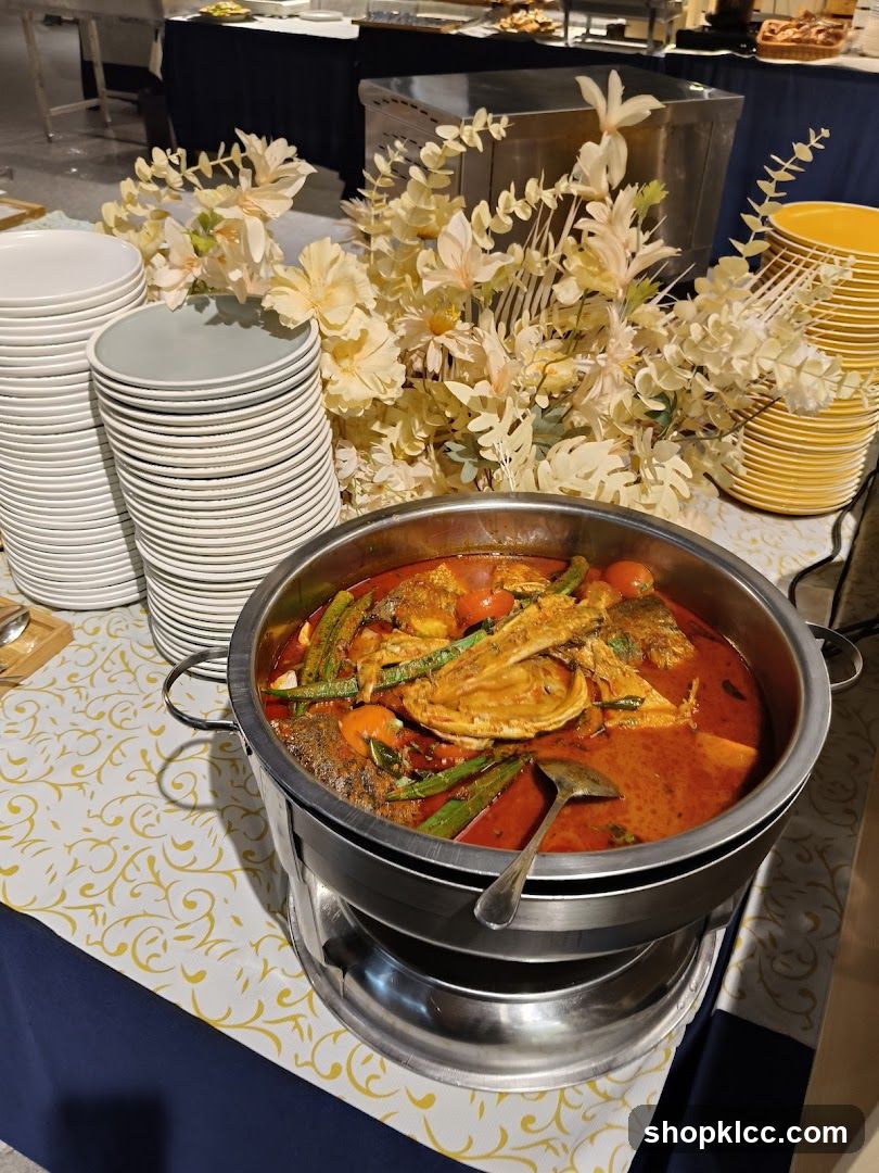 Buffet Display with Fish Curry