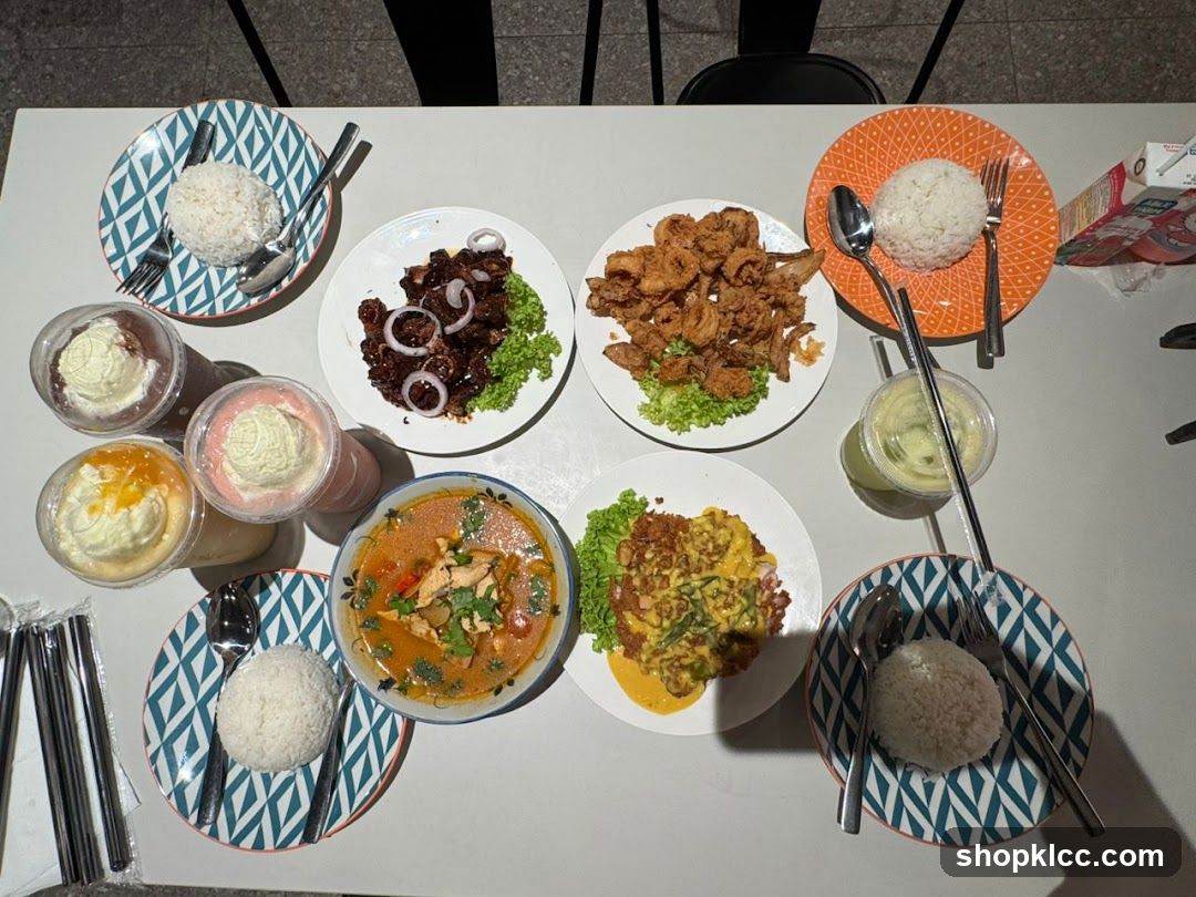 Table with food and drinks