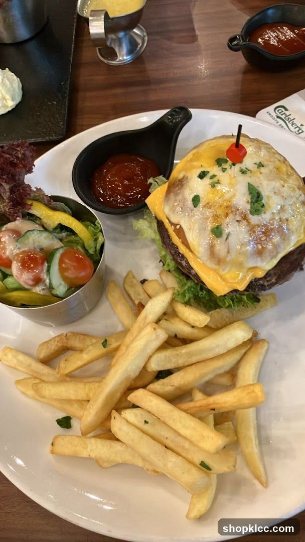 Cheeseburger with Fries and Salad