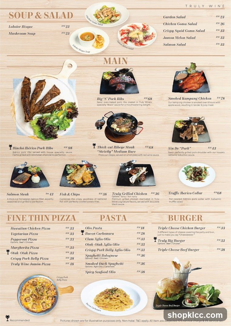 Truly Wine Menu