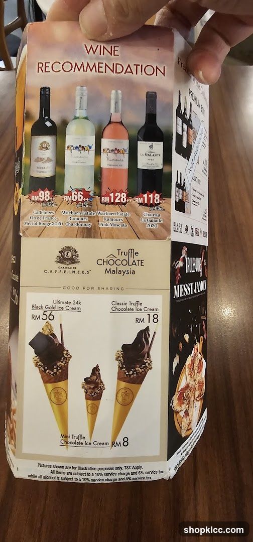 Wine Recommendation and Truffle Chocolate Malaysia Menu