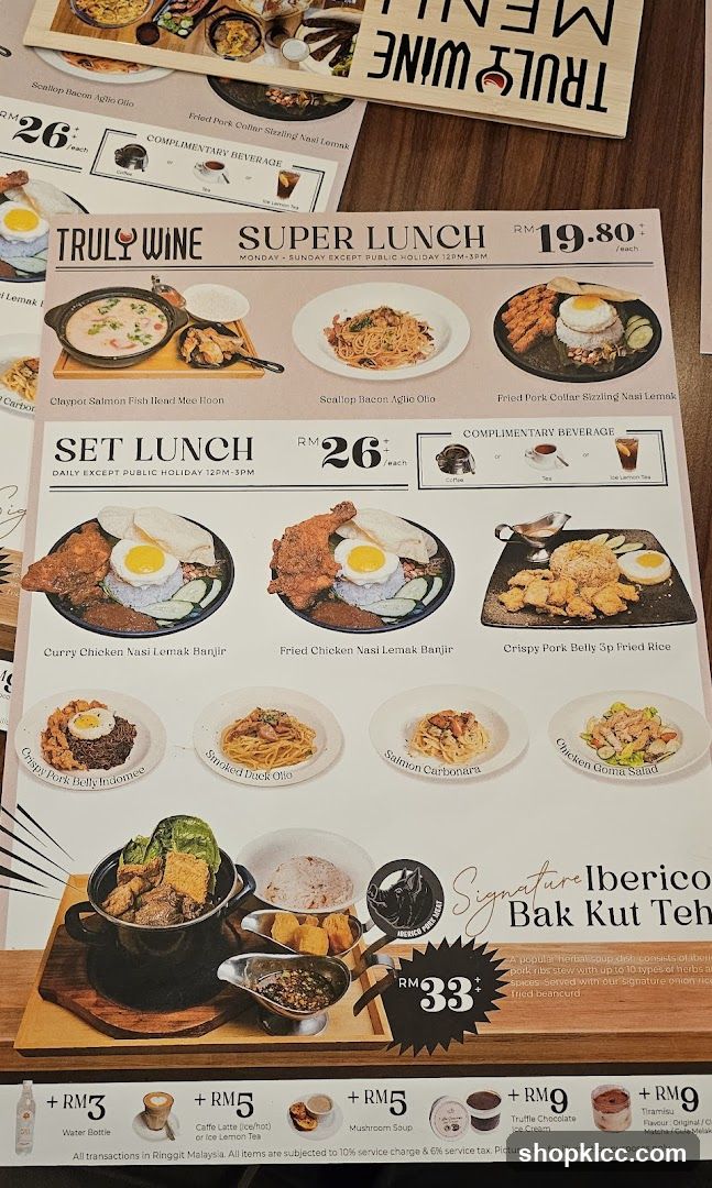 Truly Wine Super Lunch & Set Lunch Menu