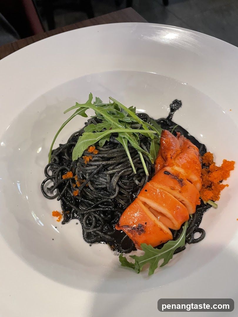 Squid Ink Pasta with Grilled Squid