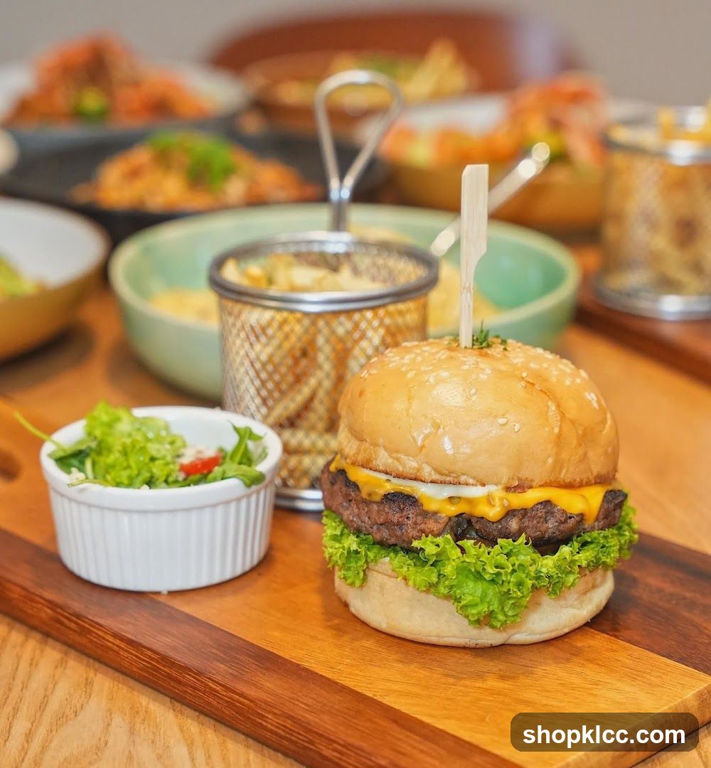 Burger with Fries and Salad