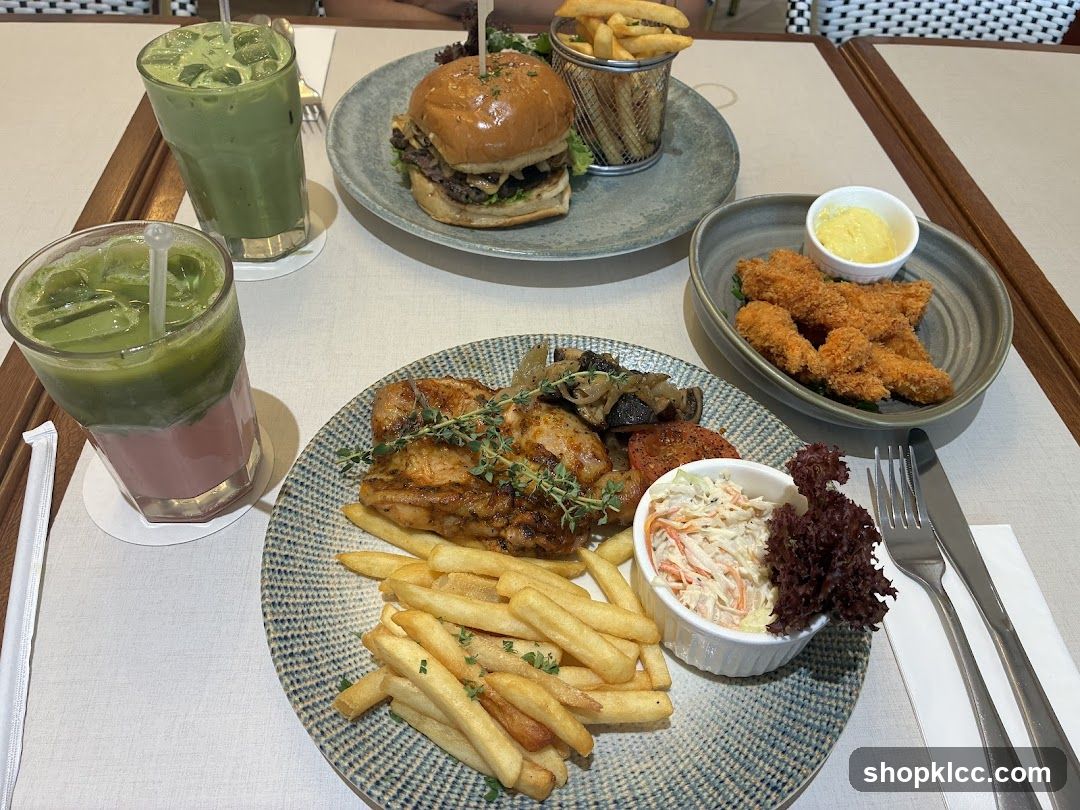 Table with food and drinks