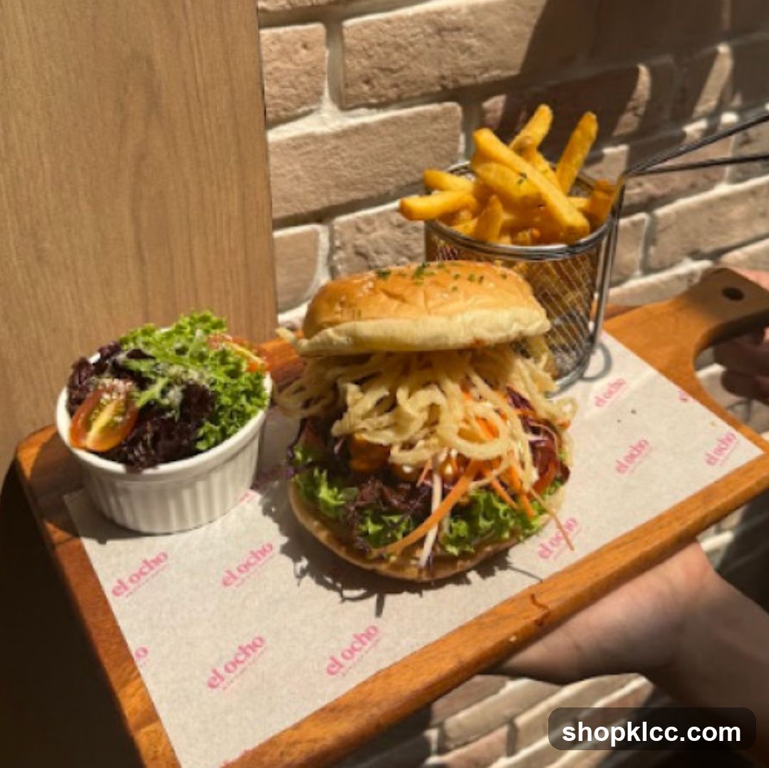 Burger with Fries and Salad