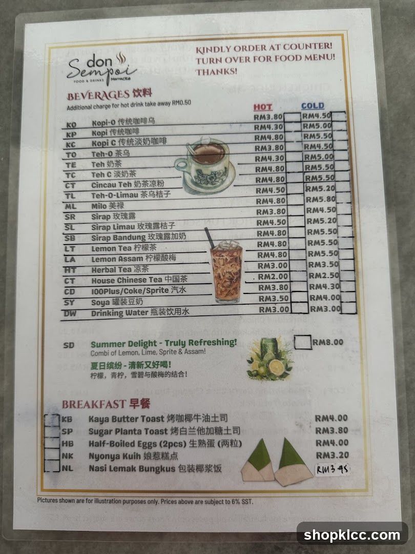Sempoi Food & Drinks Menu