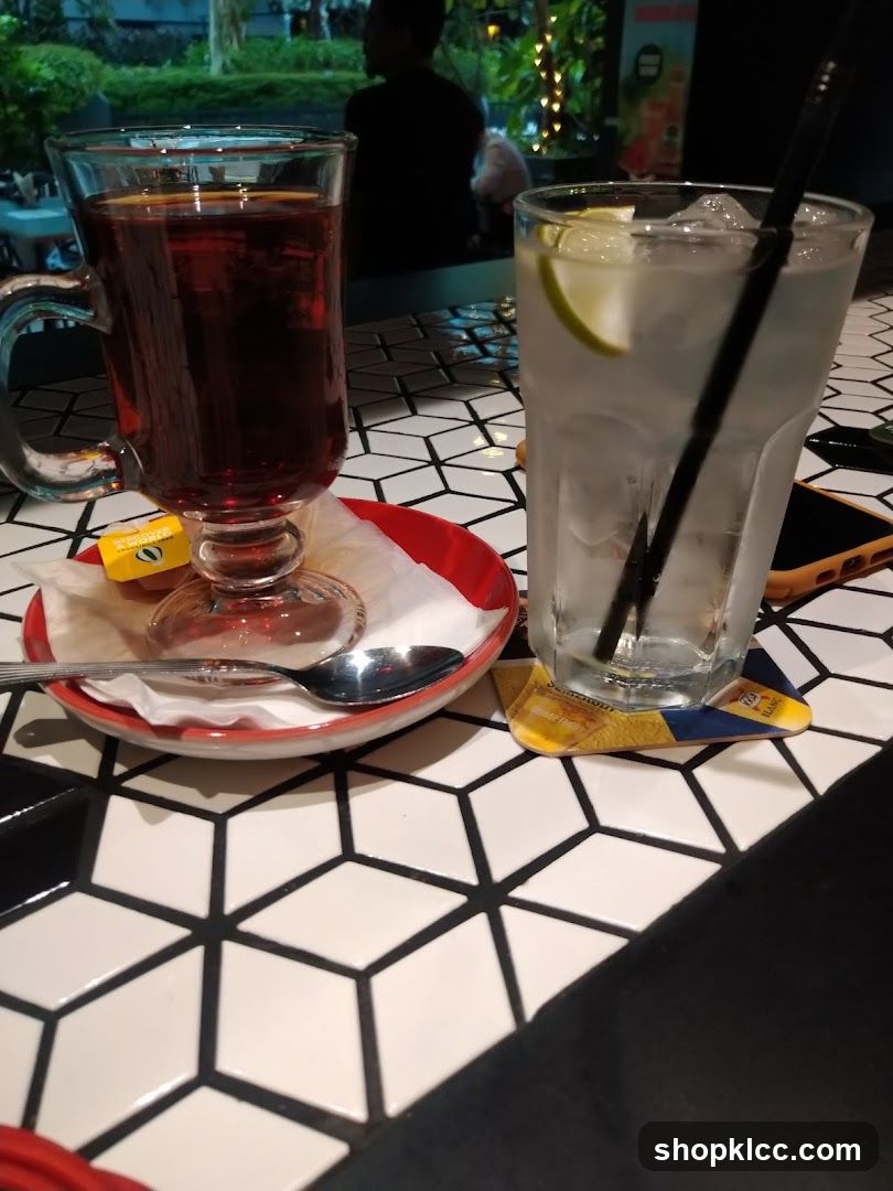 Drinks on a patterned table