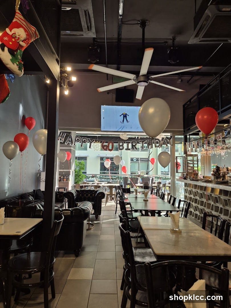 Restaurant interior decorated for a birthday