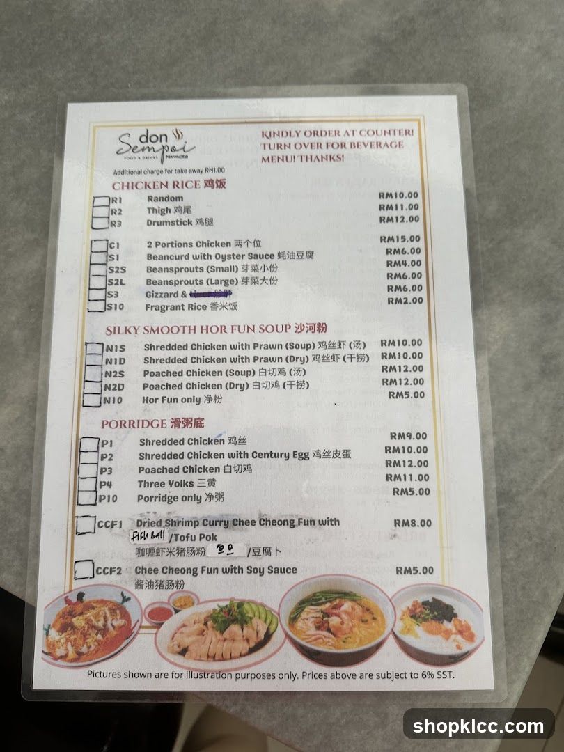 Sdon Sempoi Food & Drinks Menu