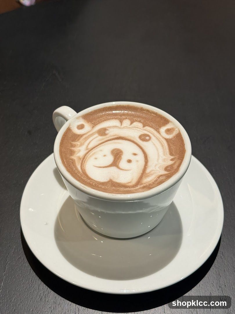Latte art with a bear face