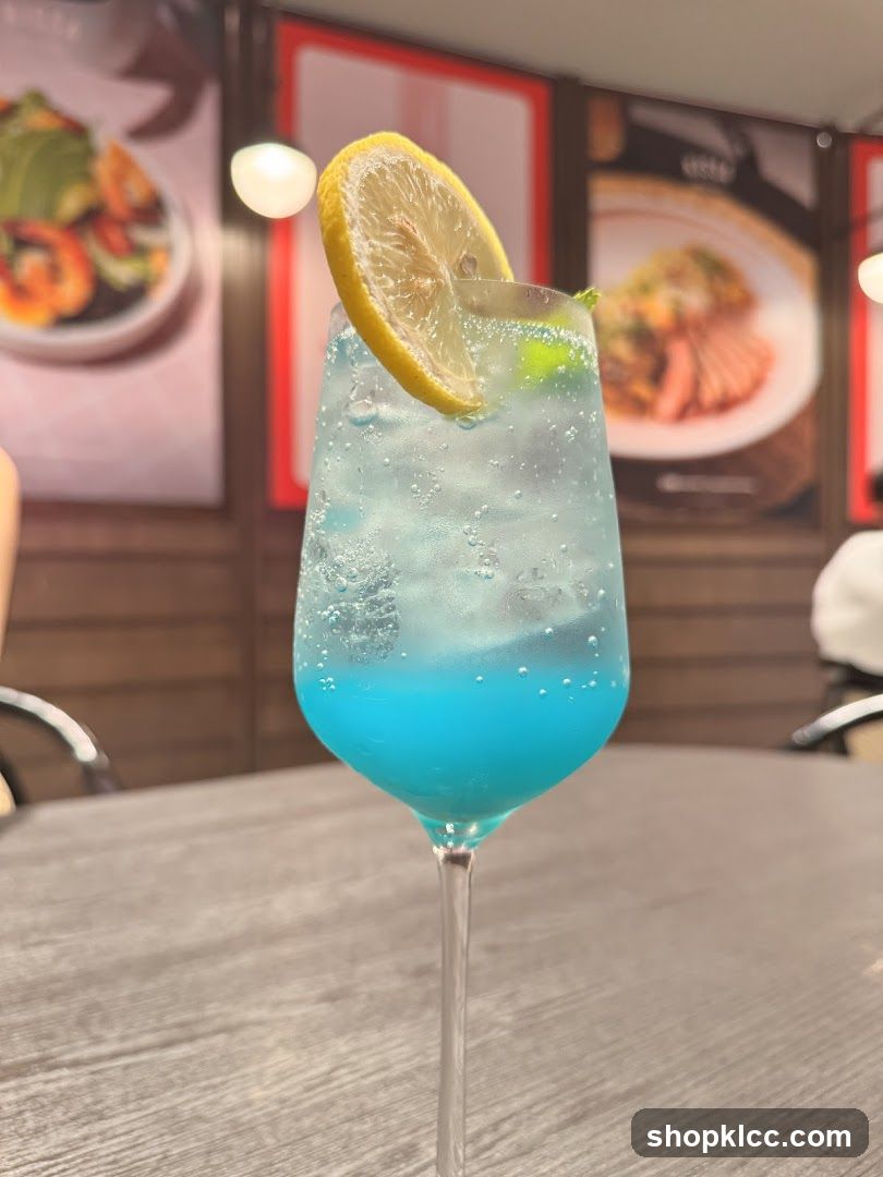 Blue Cocktail with Lemon Slice