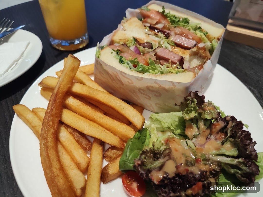Sandwich, Fries, and Salad