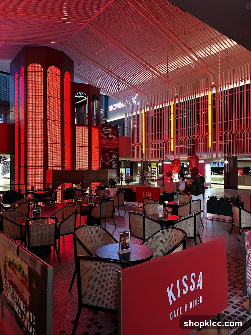 Cafe Interior with Red Lighting