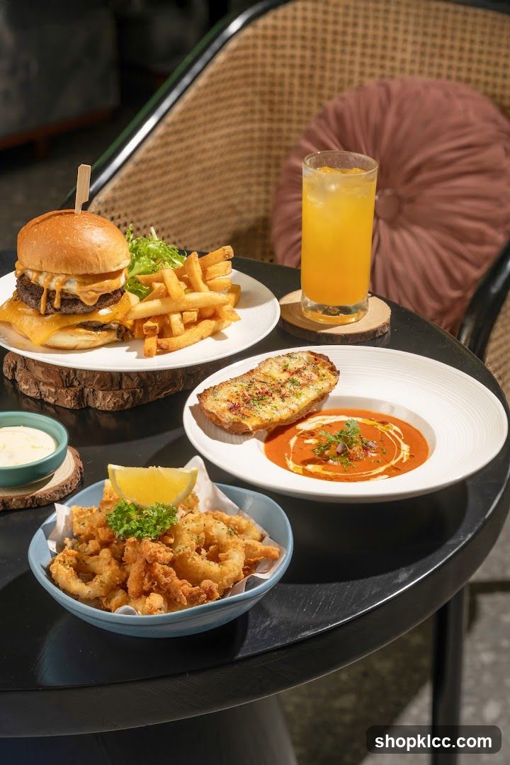 Table with food and drink