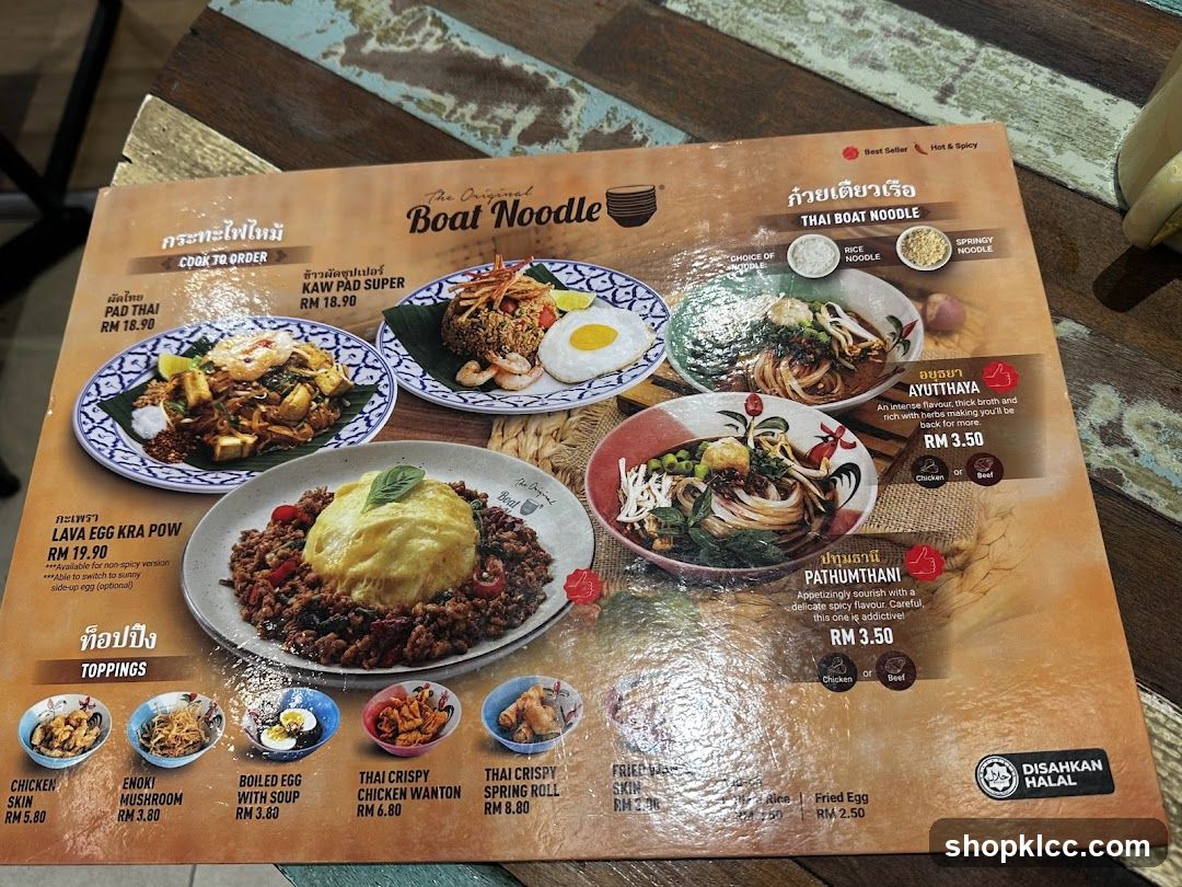 The Original Boat Noodle Menu