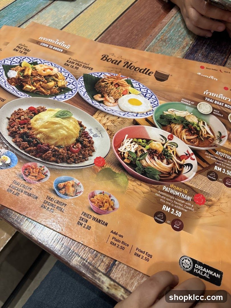 The Original Boat Noodle Menu
